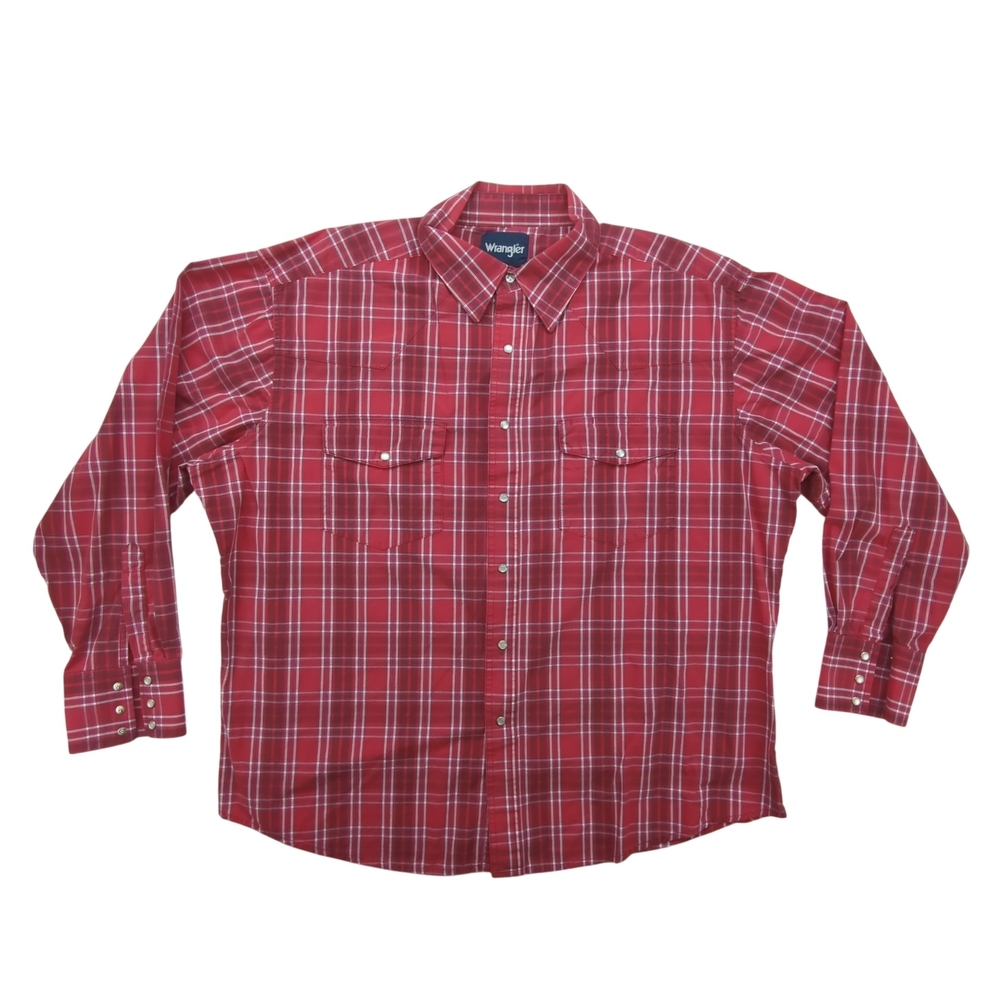 Vintage Wrangler Shirt Mens 2XL Pearl Snap Plaid Western Cowboy MWR033M 90s
